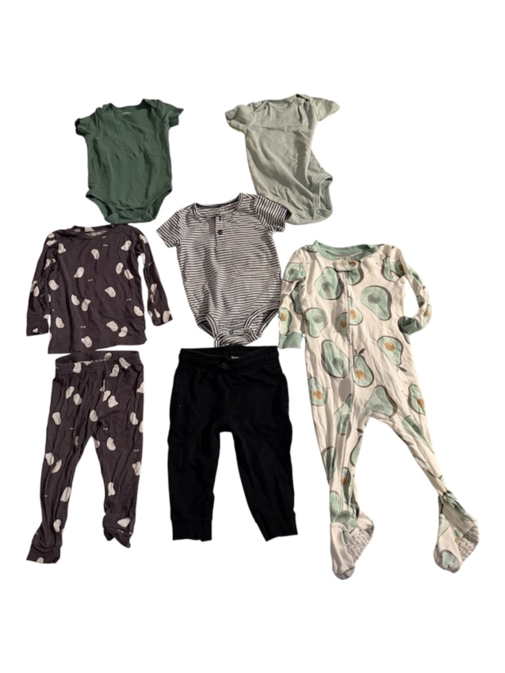 Carters 12 months 2 Matching Sets, 2 Onesies & 1 One pc Footsie